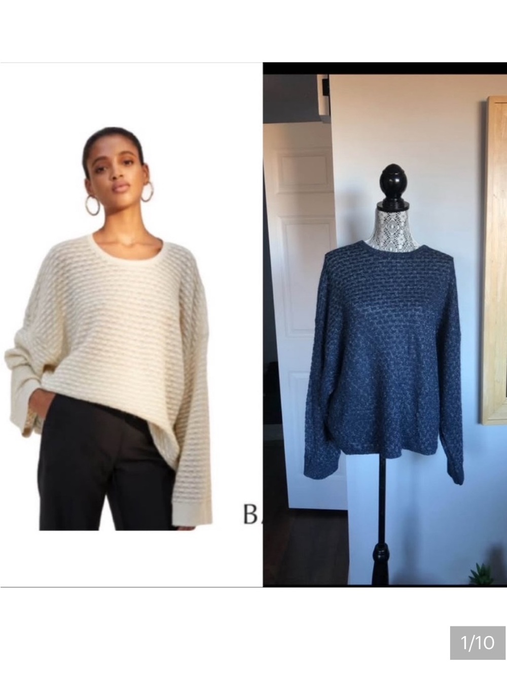 Aritzia Babaton Oversized Wool Blend Balboa Marine Metallic Silver Sweater Small